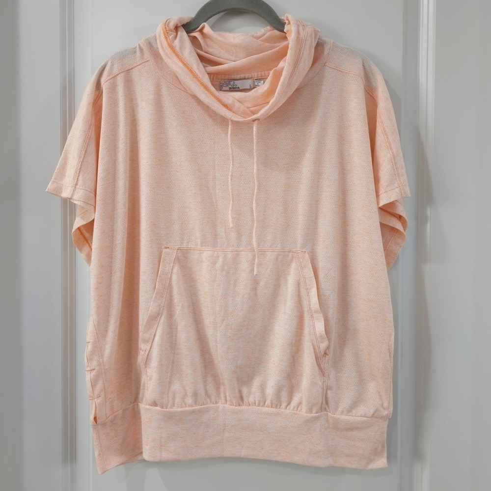 PRANA Oceana Cowl Neck Pullover Shirt In Cantelope, Soft Athleisure, Hemp Blend - Picture 2 of 13